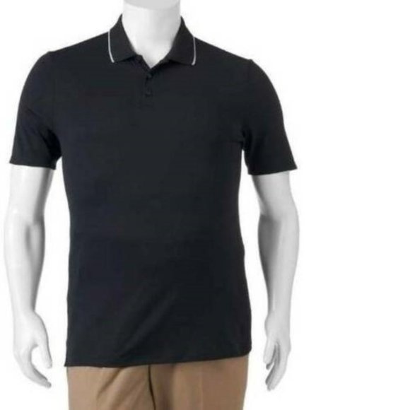 Mens Golf Polo FILA Black Sport 4XB Big Dry-Fit Short Sleeve Athletic Shirt - Picture 1 of 4